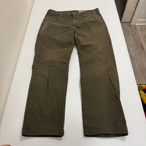 Orvis Mens Five Pocket Pants Olive Green Straight Leg 36x30 Cotton Twill Rugged